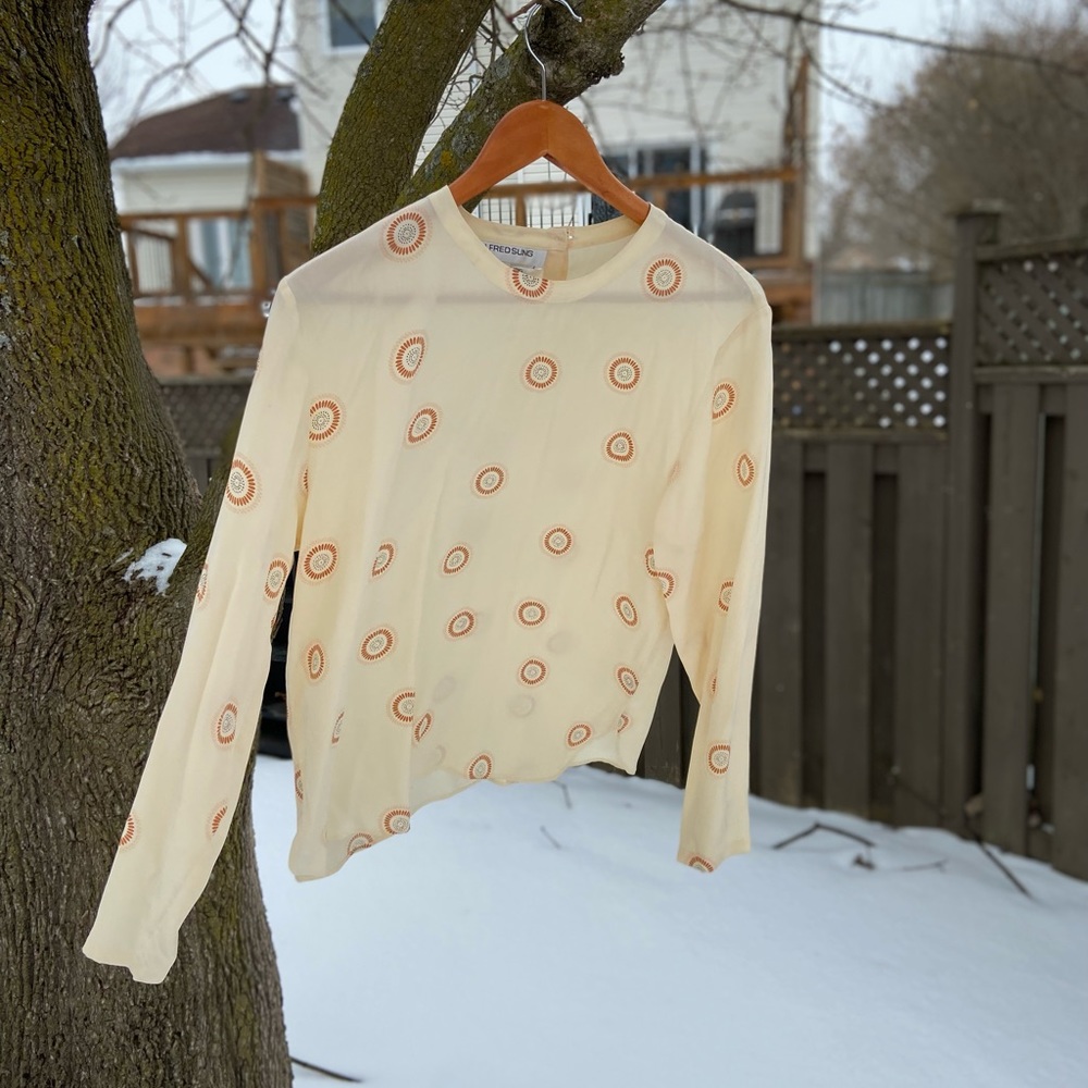 Vintage Silk Cream Alfred Sung Blouse - Picture 6 of 6
